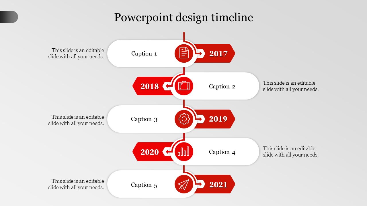 powerpoint design timeline-Red